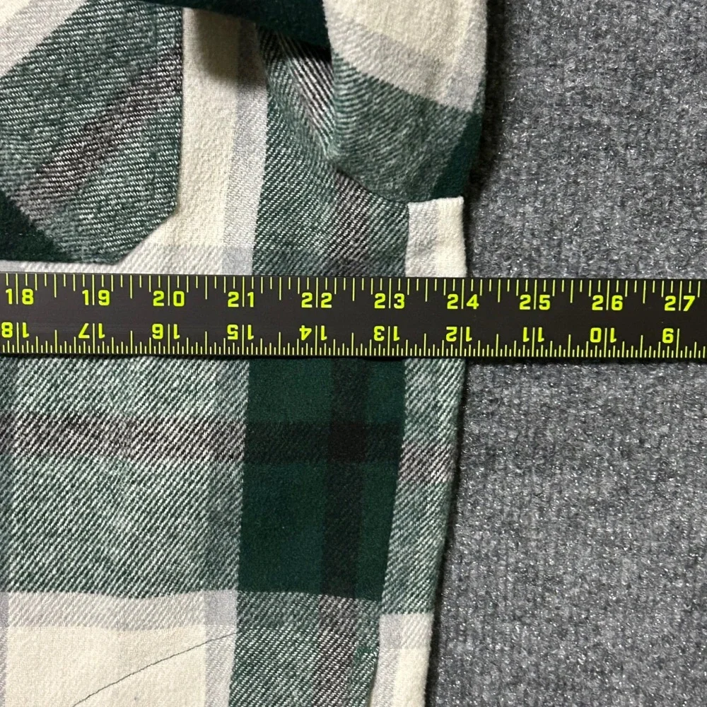 HFX Plaid Shacket Oversized Button Up Flannel Shirt Jacket Green Cream M - Picture 9 of 9